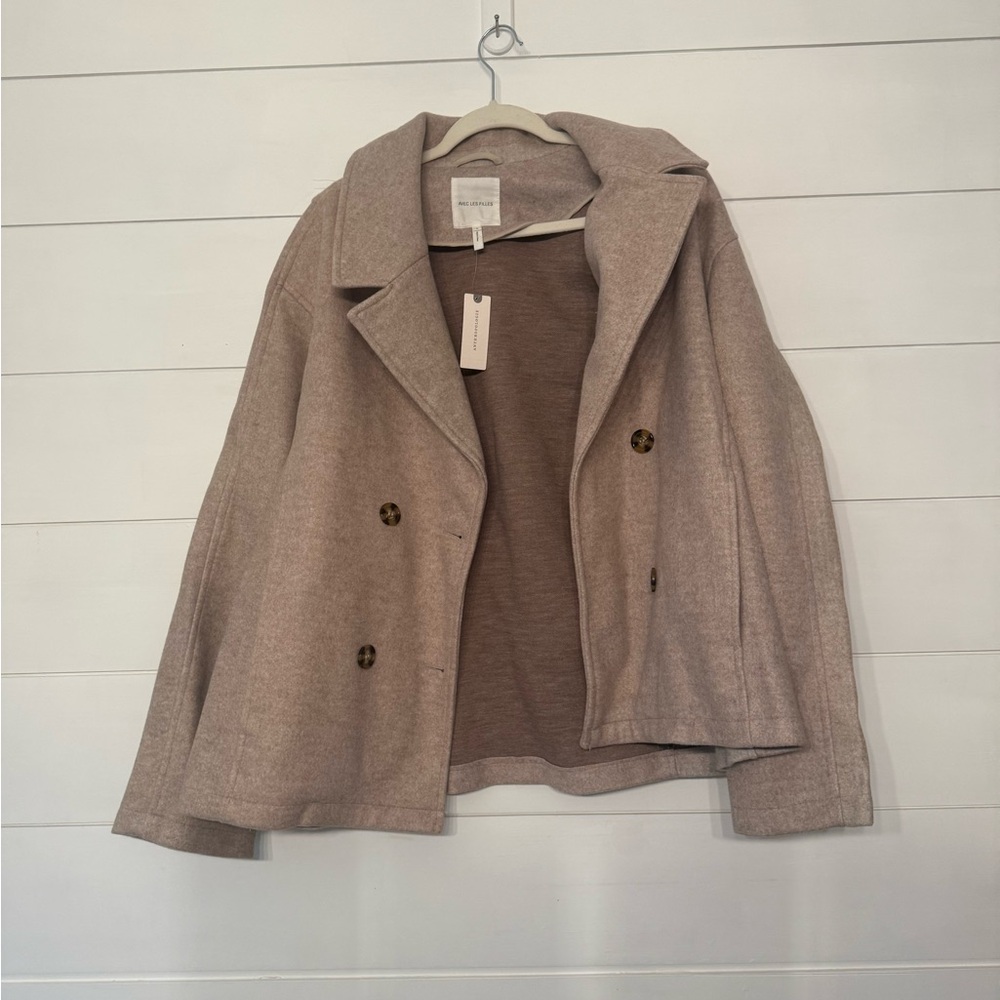 Anthropologie Avec Les Filles Beige Double-Breasted Pea Coat